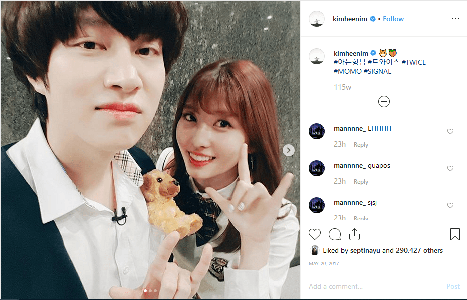 Intip Momen Manis Momo Twice dan Heechul Super Junior