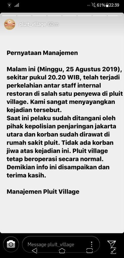 Penjelasan pihak manajemen