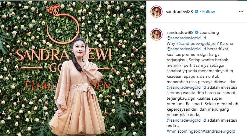 Sandra Dewi merilis bisnis perhiasan.