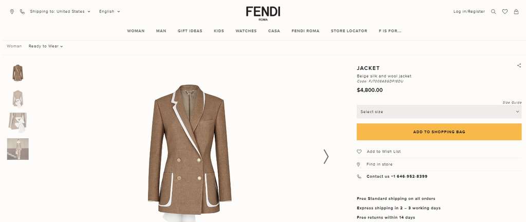 Fendi Beige Silk and Wool Jacket