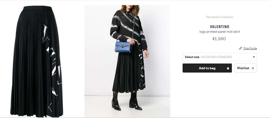 Valentino Logo Printed-Panel Midi Skirt