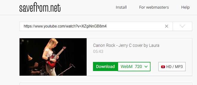 Langkah 2 cara download video lagu di YouTube tanpa aplikasi di SaveFrom.net