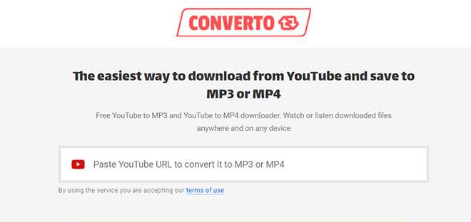 Paste link video lagu di Converto.io