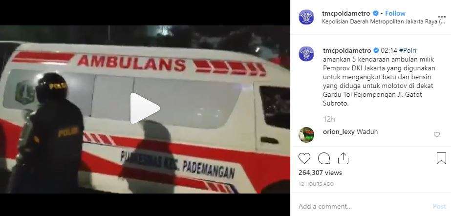 Unggahan TMC Polda Metro Jaya