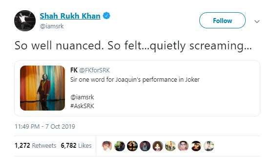 komentar shah rukh khan