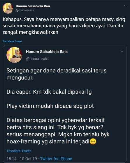 Cuitan Hanum Rais (Foto: Twitter)