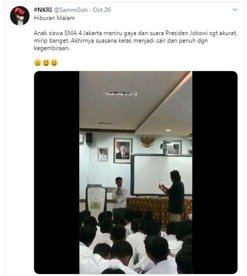 Siswa SMA peniru suara Jokowi Siswa SMA peniru suara Jokowi