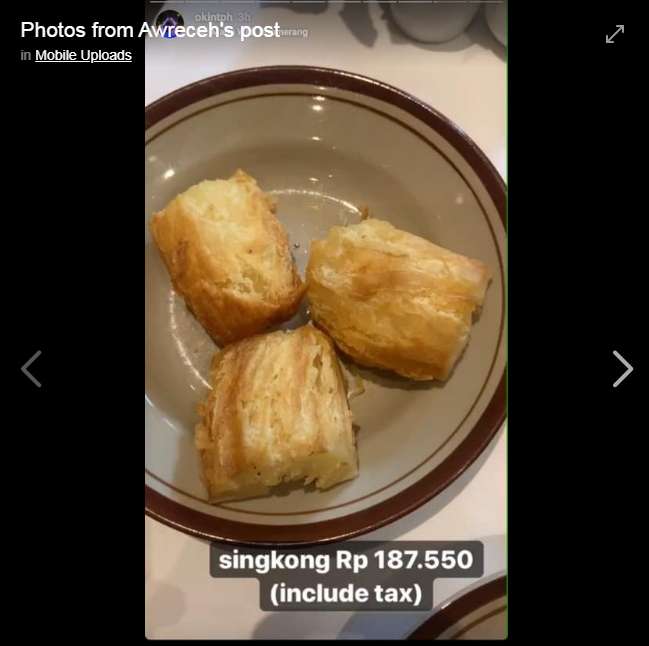 Harga 3 potong singkong goreng yang fantastis.