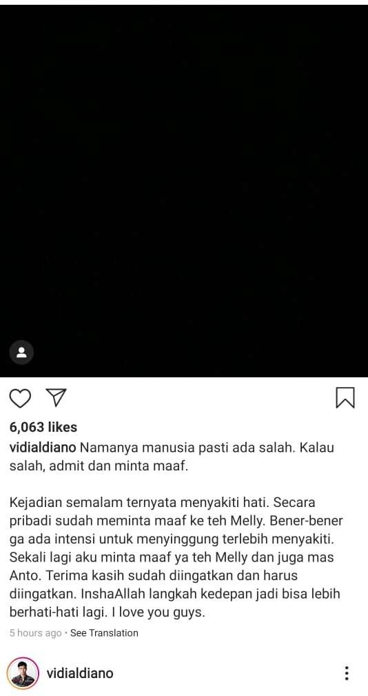 Vidi Aldiano minta maaf ke Melly Goeslaw