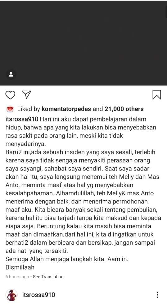 Rossa minta maaf ke Melly Goeslaw