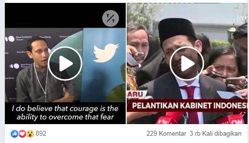 Perbandingan saat Nadiem Makarim menggunakan Bahasa Inggris dan Bahasa Indonesia.