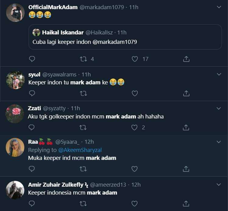 Riuhnya netizen Malaysia menyamakan wajah M. Ridho dengan Mark Adam