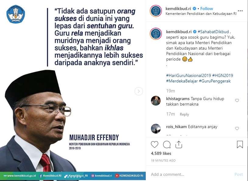 Apa kata para menteri tentang Hari Guru Nasional?
