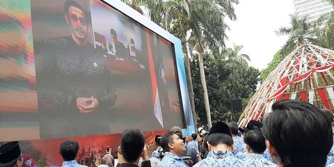 Pidato Mendikbud Nadiem Makarim. ©Liputan6.com/Ady Anugrahadi