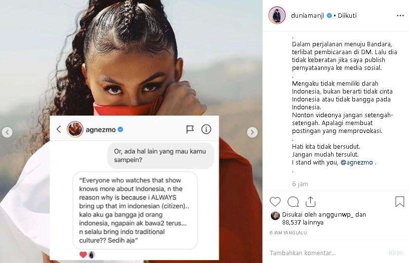 ucapan Agnez Mo ke Anji