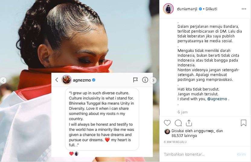 ucapan Agnez Mo ke Anji