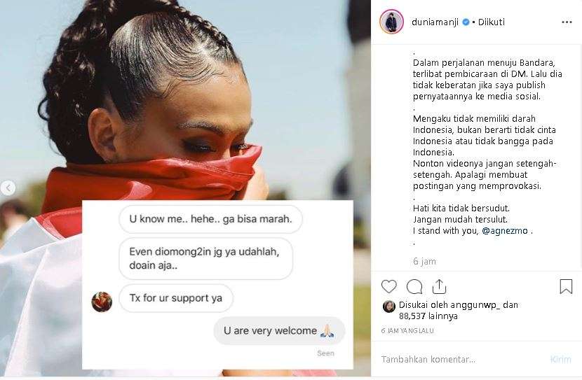 ucapan Agnez Mo ke Anji