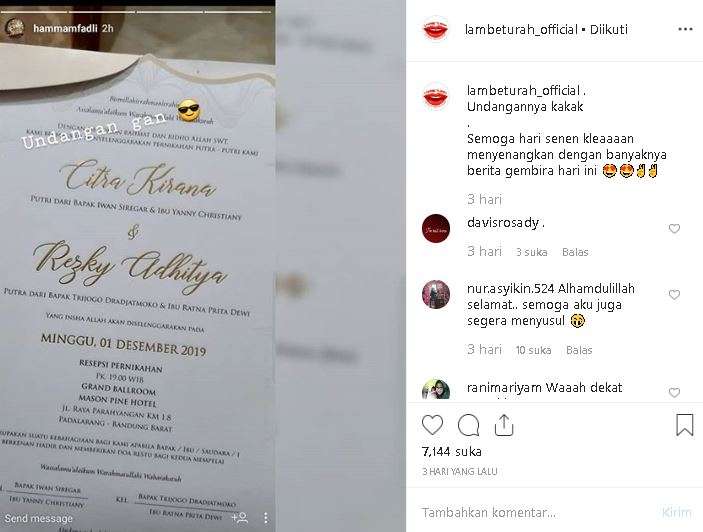 citra kiran dan rezky aditya menikah