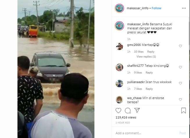 Suzuki juga ikut menerjang banjir.