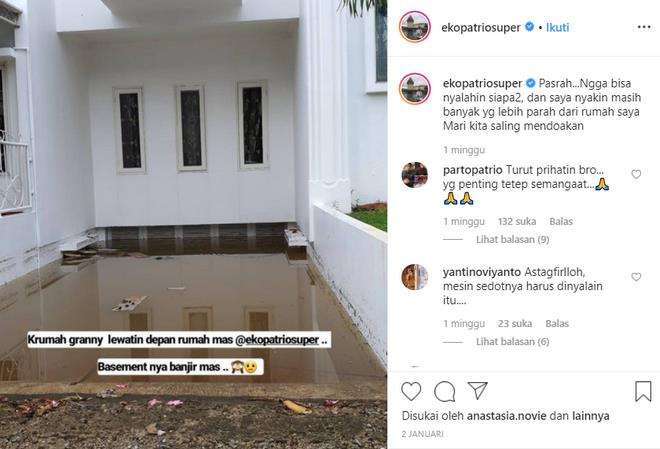 Rumah Eko Patrio saat terkena dampak banjir beberapa pekan lalu.