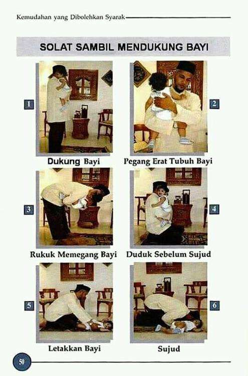 Panduan sholat sambil menggendong bayi.