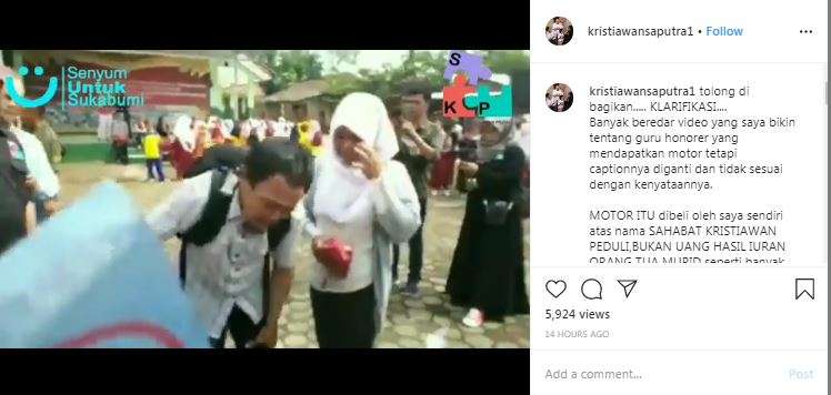 Klarifikasi guru honorer dapat motor dan sepatu,