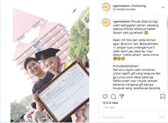 Saham jadi hadiah wisuda.