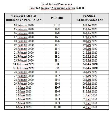 Jadwal pemesanan tiket.