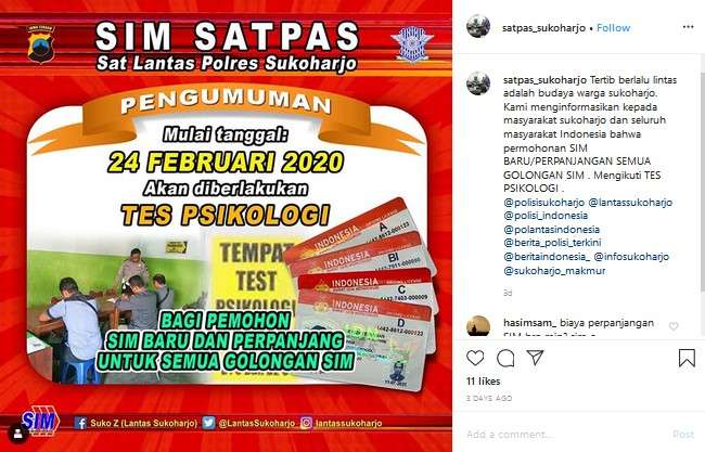 Bikin SIM baru atau perpanjang harus lulus tes psikologi.