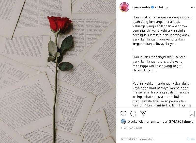 unggahan dewi sandra soal ashraf