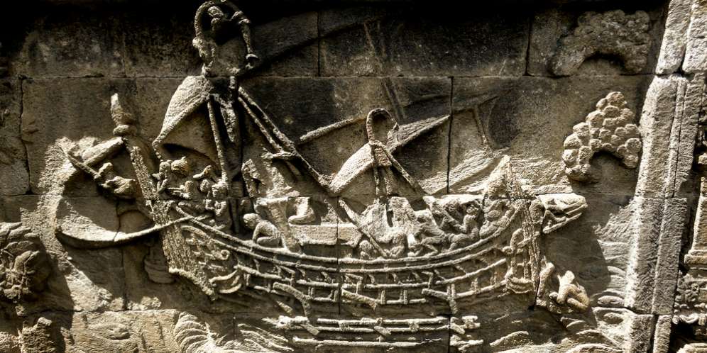 Relief kapal di Candi Borobudur