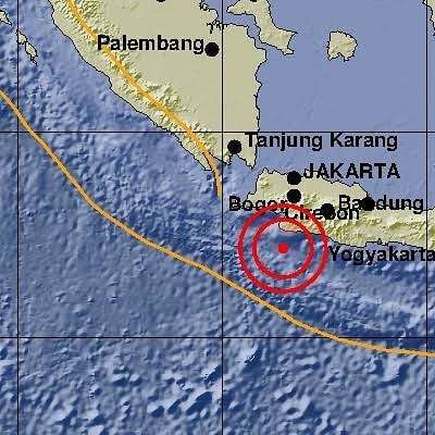 Titik gempa di pesisir Sukabumi