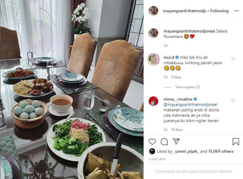 Menu di rumah Mayangsari
