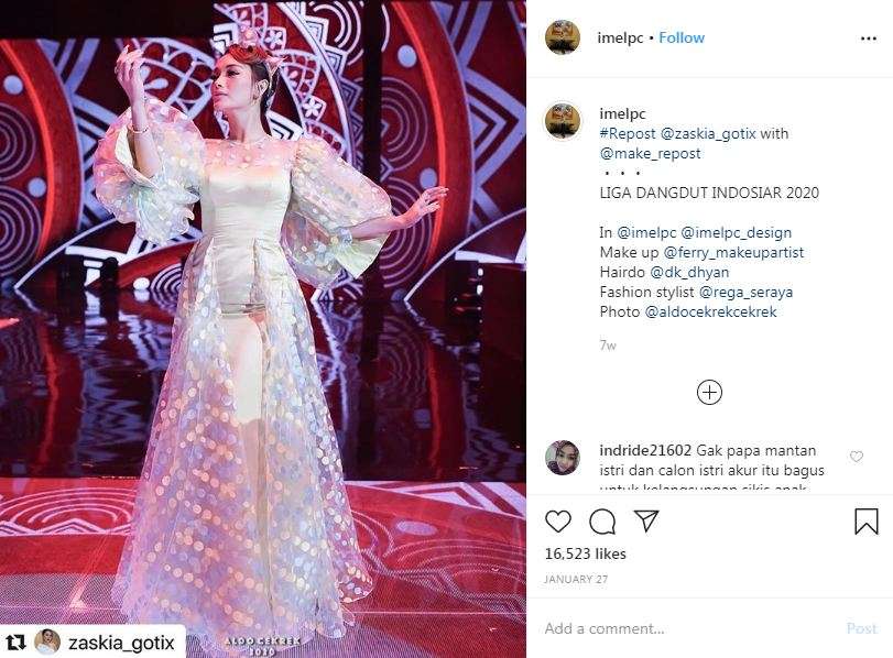 Foto Zaskia Gotik di akun Instagram Imel