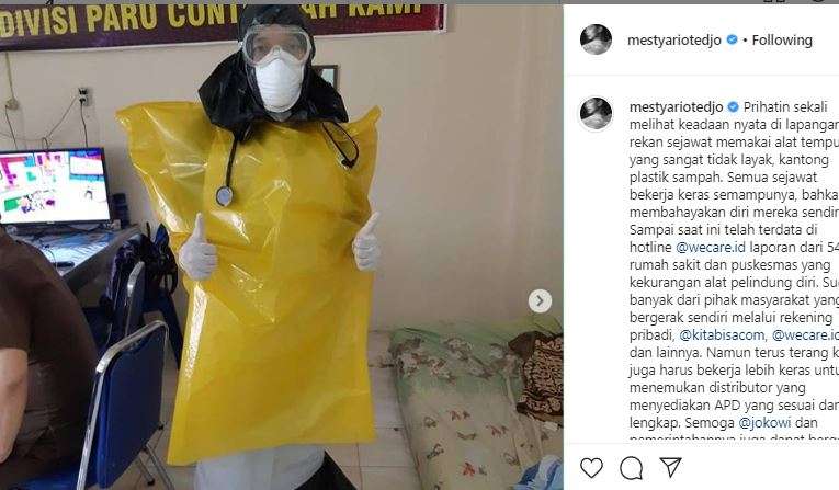 Dokter gunakan plastik sampah untuk APD