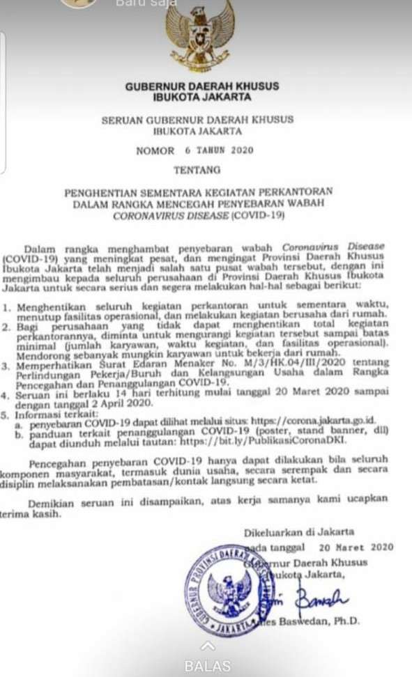 Surat Seruan Gubernur DKI Jakarta