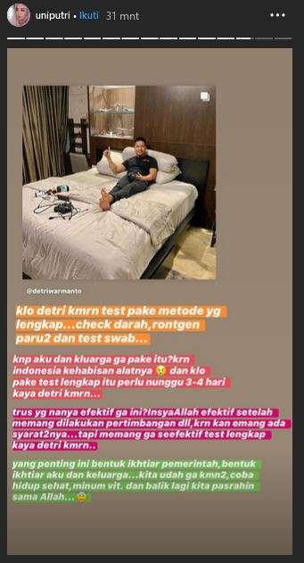 Tes kesehatan putri Tjahjo Kumolo Tes kesehatan putri Tjahjo Kumolo, Uni Putri (Foto: Instagram) Tes kesehatan putri Tjahjo Kumolo Tes kesehatan putri Tjahjo Kumolo, Uni Putri (Foto: Instagram)