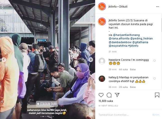 Kondisi gerbong stasiun pasca imbauan social distancing