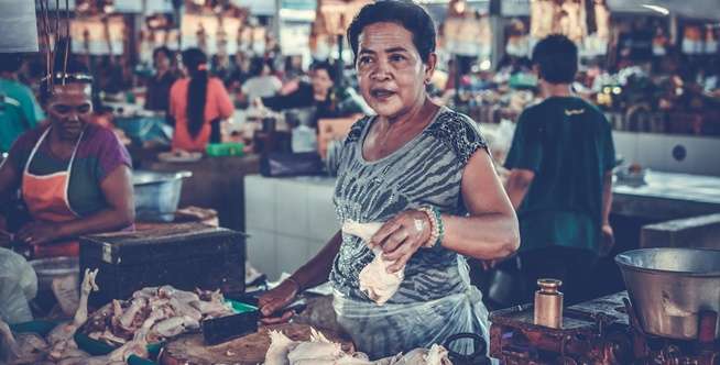 Ilustrasi foto pedagang di pasar