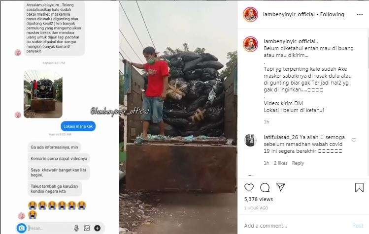 Sampah masker yang membuat warganet geram.