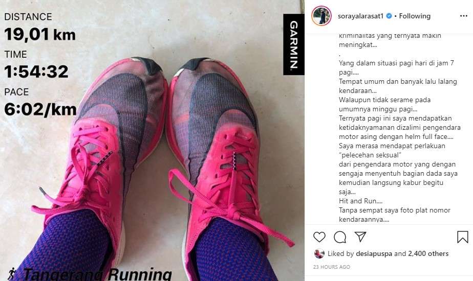 soraya larasari sedang lari