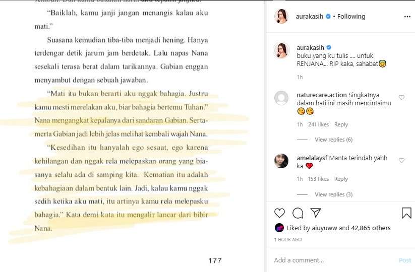 sepenggal bait isi novel renjana Aura Kasih untuk Glenn
