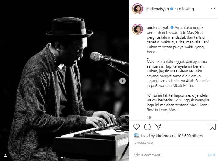 unggahan andien aisyah untuk glen fredly