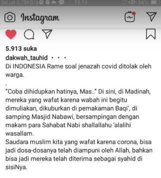 Jenazah Covid-19 bisa jadi mati syahid di sisi Allah SWT.
