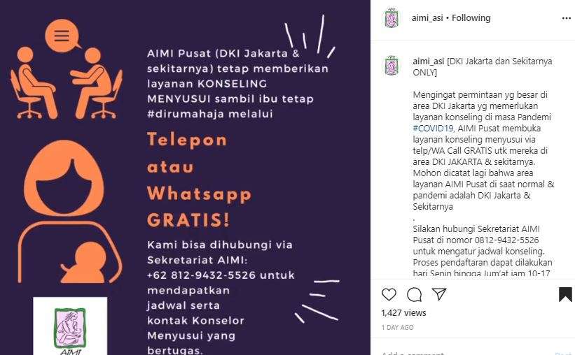 Konsultasi menyusui gratis AIMI