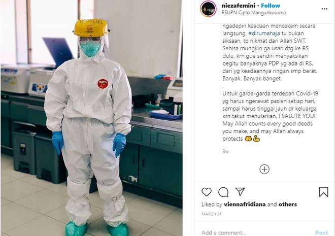 Kisah dokter Nieza Femini yang tiap hari 'swab test' pasien Covid-19.