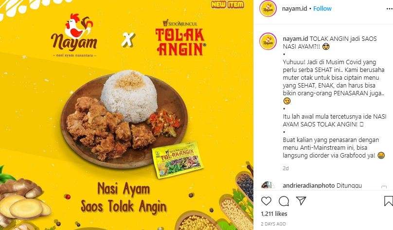 Nasi ayam Tolak Angin