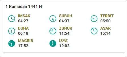 Jadwal Imsak 1 Ramadan 1441 H