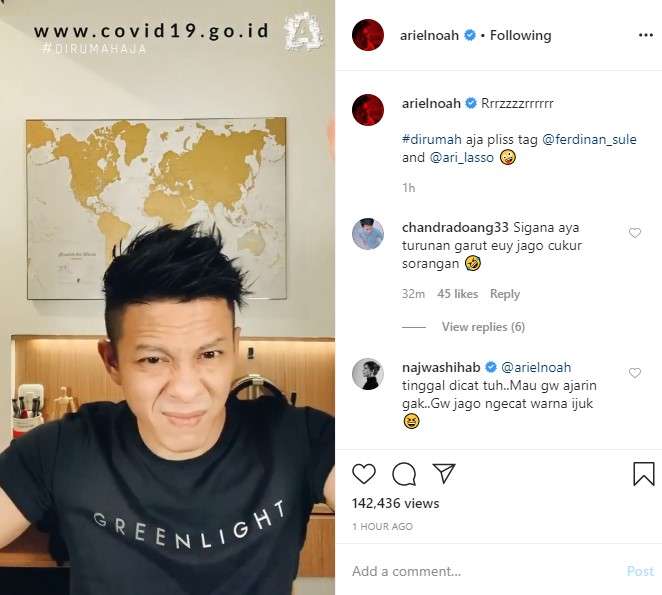hasil Ariel Noah potong rambut sendiri