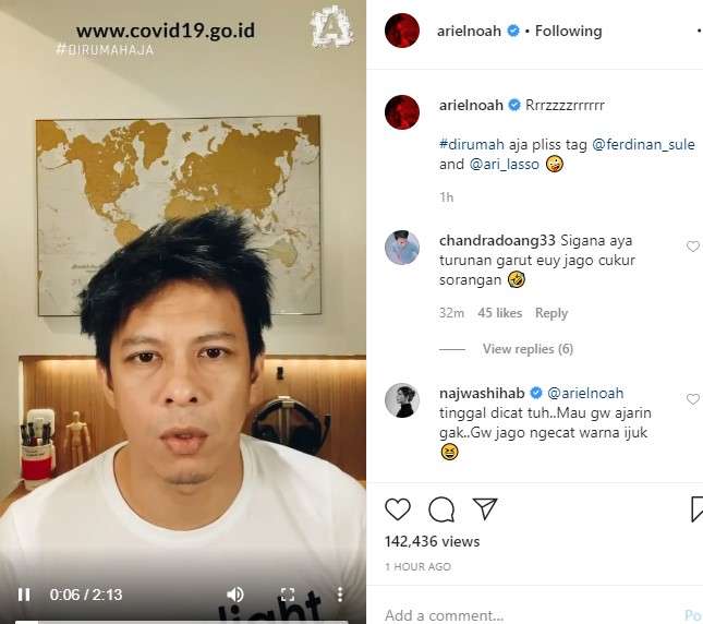 Ariel Noah potong rambut sendiri